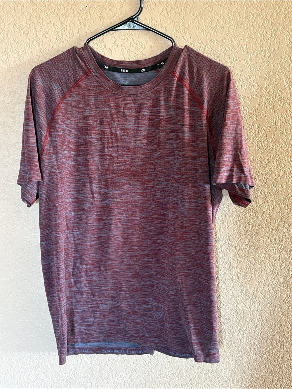 RHONE Men's Heathered Burgundy Performance Tee